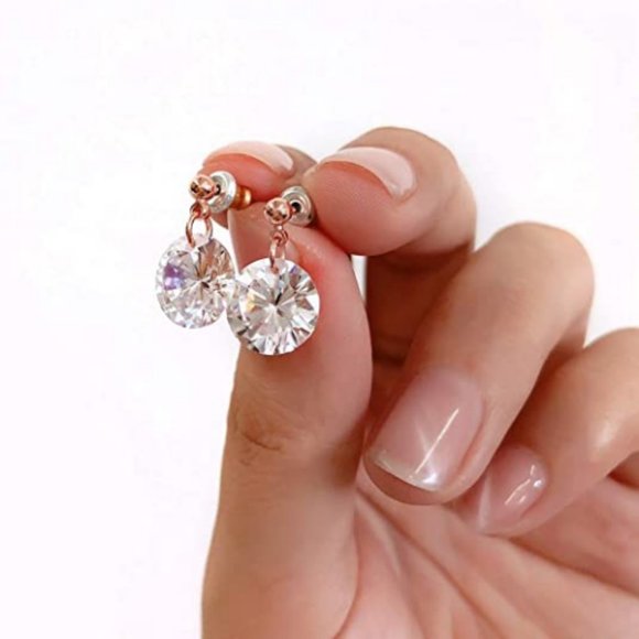 Rose Gold Plated 3 Carat Simulated Diamond Earring - Picture 3 of 4